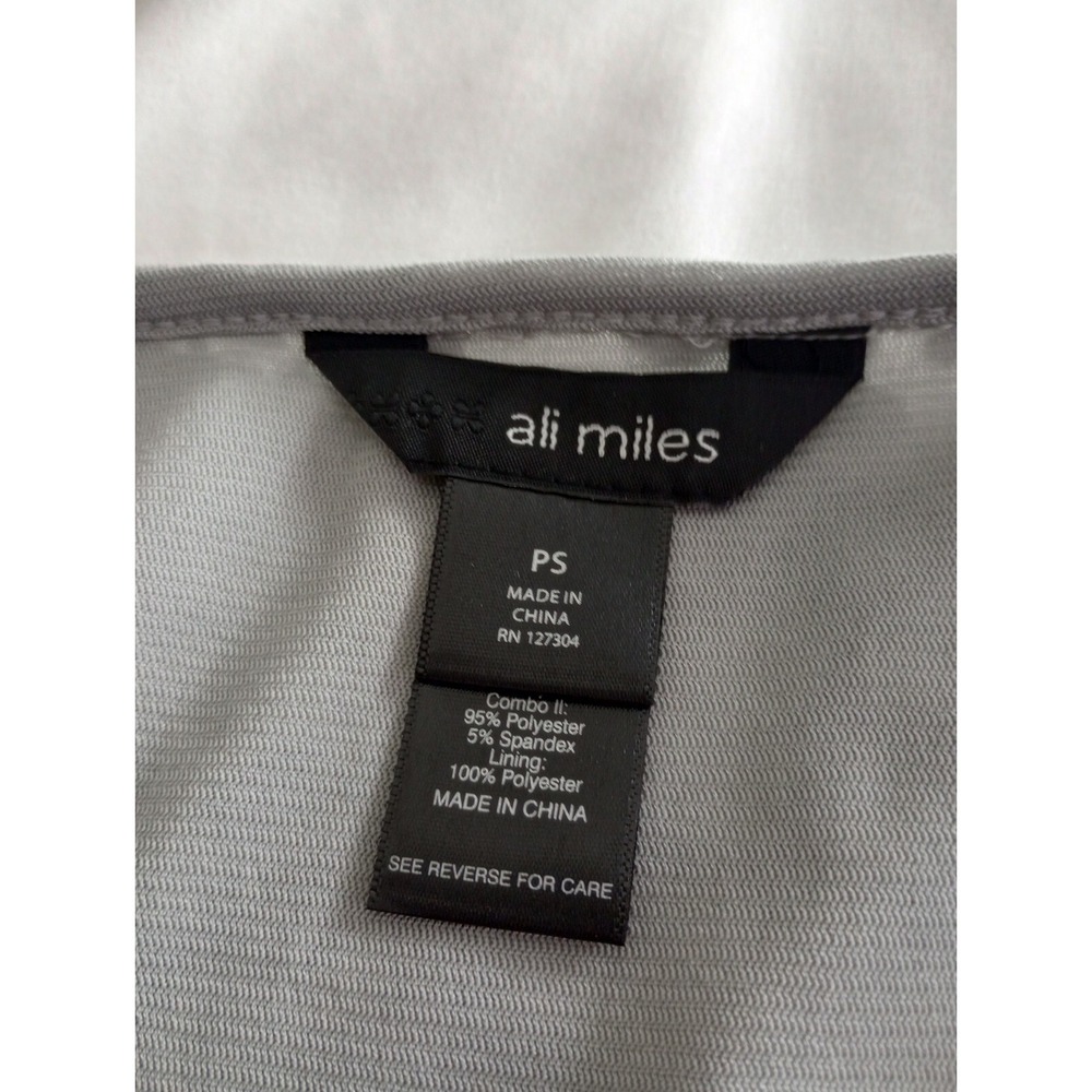 Ali Miles Top Women's Petite Small Mesh Layer Leopard Gray Burnout Art Y2K - Picture 9 of 10